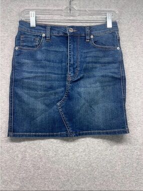 We The Free Blue Denim Mini Skirt